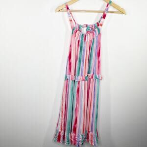 Common Collection Pink Green White Tie Dye Striped Dress Womens Size Small S NWT